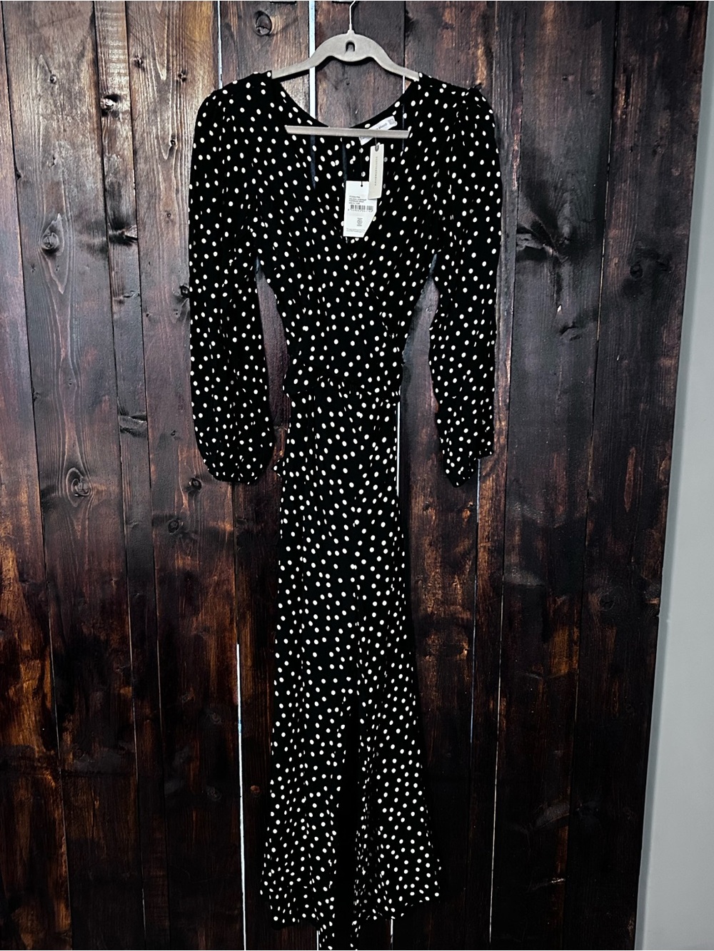 Anthropologie Black Polka Dot Wrap Jumpsuit NWT - Picture 4 of 9